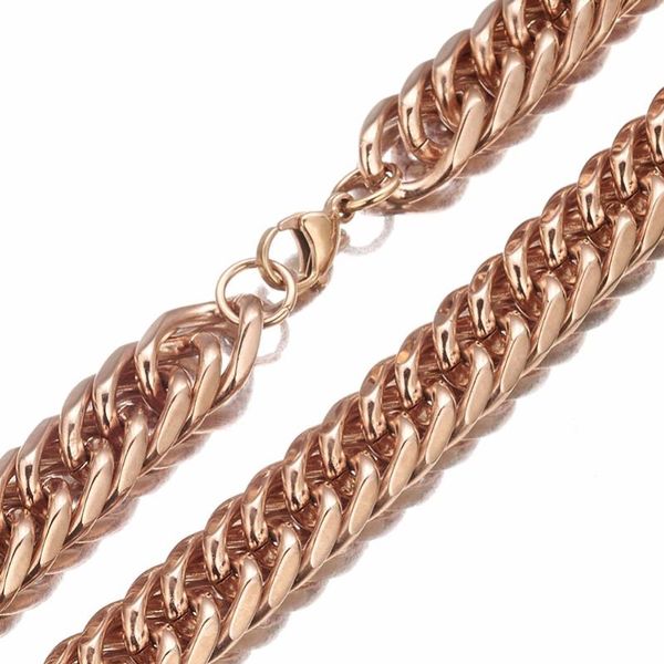 

granny chic 7-40" 14/16mm 316l stainless steel rose gold colorcut curb cuban chains mens womens necklace or bracelet jewelry, Silver