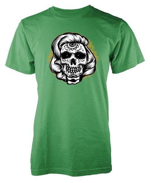 

marilyn munroe sugar skull tattoo style undead t shirt present casual tee shirt