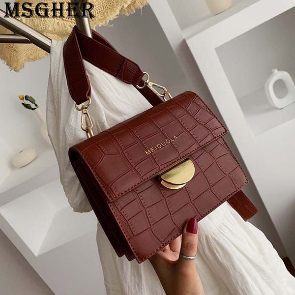 

msgher stone grain solid flap women shoulder bag mature vintage temperament style autumn joker classical lady bag wb2988