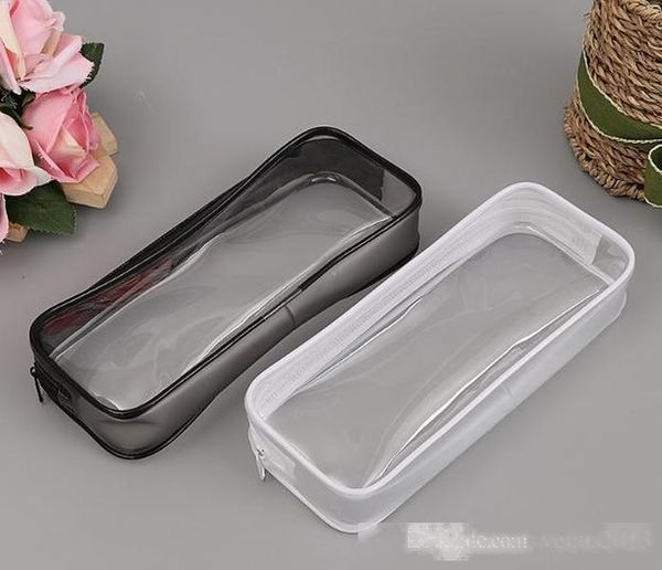 

pvc pencil bag zipper pouch school students clear transparent waterproof plastic pvc storage box pen case mini travel makeup bags