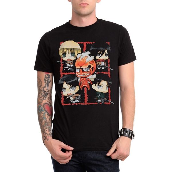 

2019 new mens attack on titan chibi characters t-shirt tee shirts