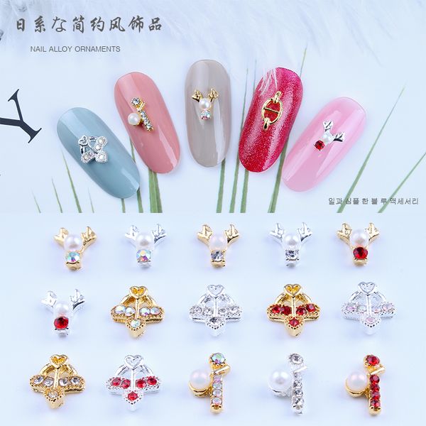

nail art decorations 100pc crystal pearl alloy 2colors gold/silver rhinestones diamond jewelry deco accesori, Silver;gold