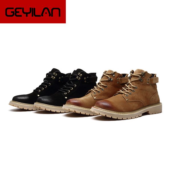 

boots ankle boots mens snow men snow winter shoes men genuine leather desinger shoes zapatos de hombr, Black