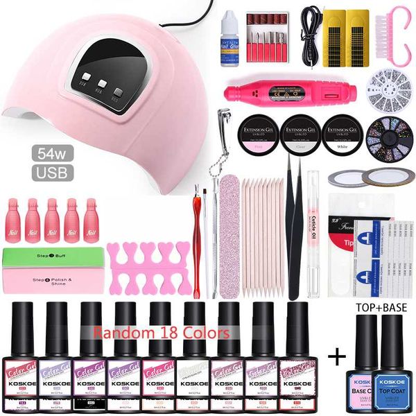 

nail art kits koskoe manicures kit 54w/36w lamp dryer gel set 18/20/30 colors polish with drill machine tools