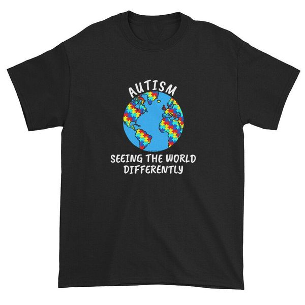 

autism awareness seeing world differently short-sleeve t-shirt round neck tee shirt