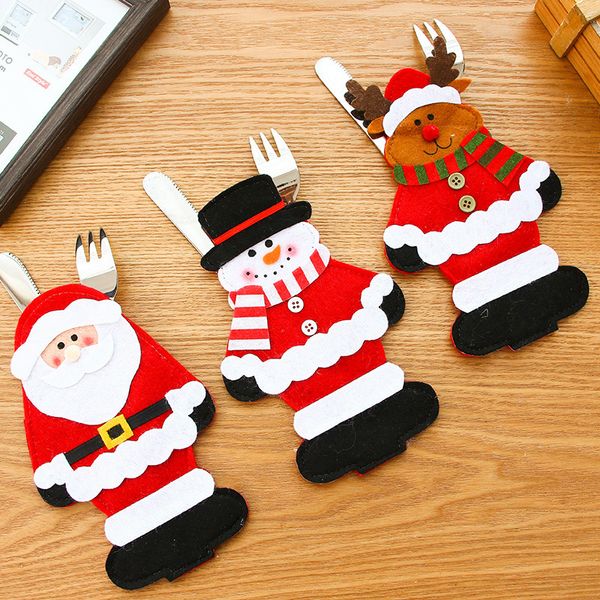 

2021 новый конструктор xmas посуда украшения санта-клаус снеговика elk мешок подарка нож и вилка держатель ножевые сумка рождественские укра