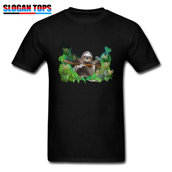 

tshirt slow life sloth print mens t-shirts all cotton rainforest animal tees crazy tee-shirts casual clothes drop shipping
