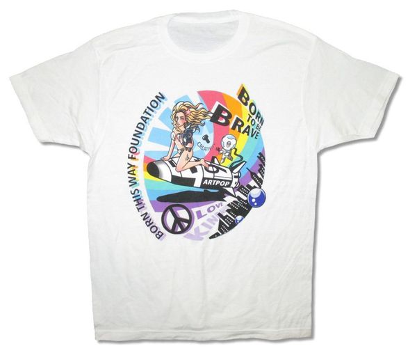 

lady gaga born to be brave this way white t shirt new men women tee shirt