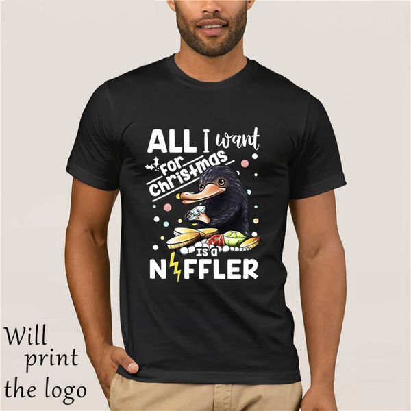 

all i want for christmas is a niffler christmas gift black cotton men cartoon t shirt men new fashion tshirt