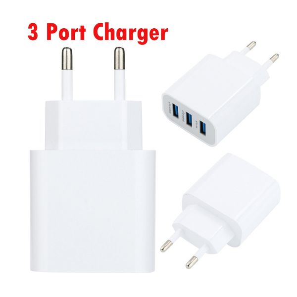 

universal 5v 3.1a 3 ports european usb wall charger travel power adapter charging usb plug for smartphone (white)