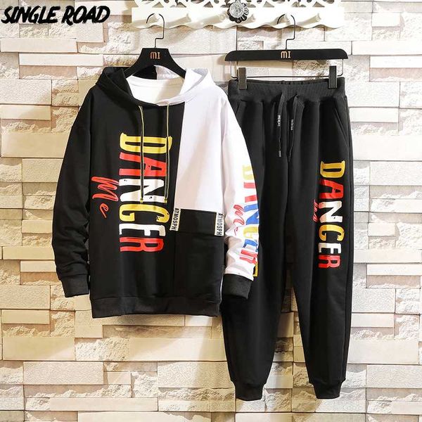 

singleroad mens tracksuit men sets 2020 black hoodie japanese streetwear long sleeve sportswear hip hop 2 pieces set plus size, Gray
