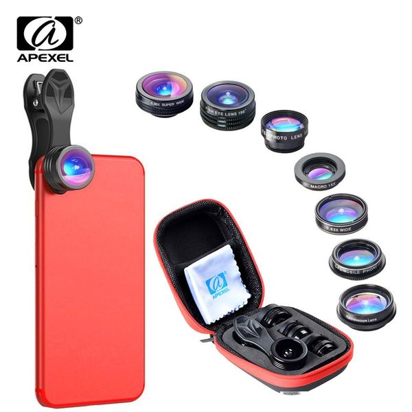 

wholesale 7 in 1 phone lens kit fisheye fish eye super wide angle macro lens cpl filter kaleidoscope and 2x zoom lens forsmartphone