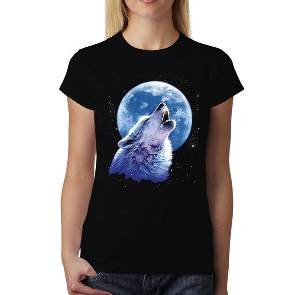 

howling wolf moon midnight womens t-shirt xs-3xl cotton customize tee shirt