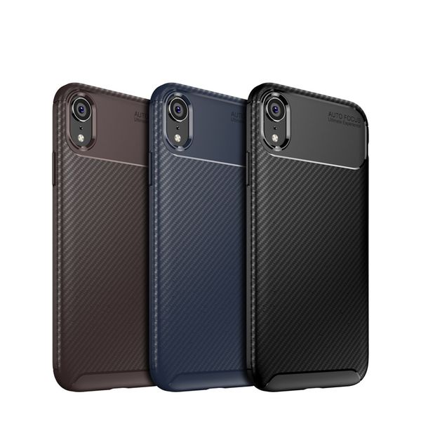

carbon fiber texture skin phone case for iphone xr soft silicone tpu ultra slim thin shock-proof armor phone cover