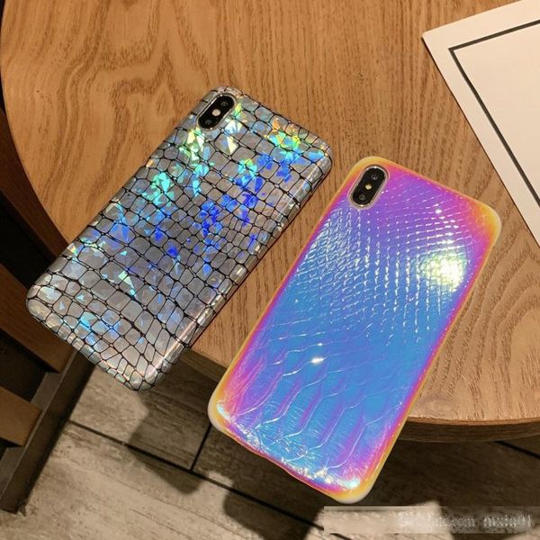 

summer blingbling laser gradient holographic magic color holo croc crocodile soft leather case for iphone 11 pro xs max xr x 6 6s 7 8 plus