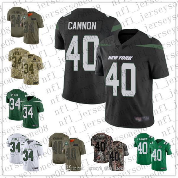

Custom Mens women youth new york jets 34 Brian Poole 40 Trenton Cannon green black Football 100th Season Vapor Limited Jersey