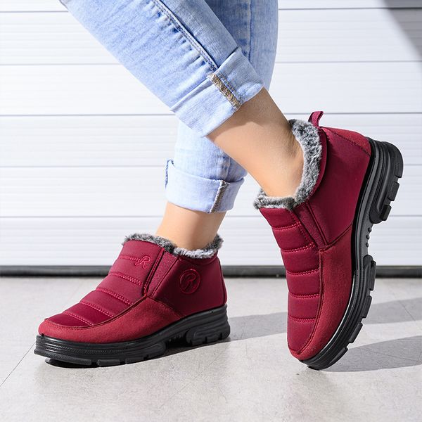 

women shoes ankle boots 2020 fashion waterproof snow boots for winter casual lightweight botas mujer warm winter, Black