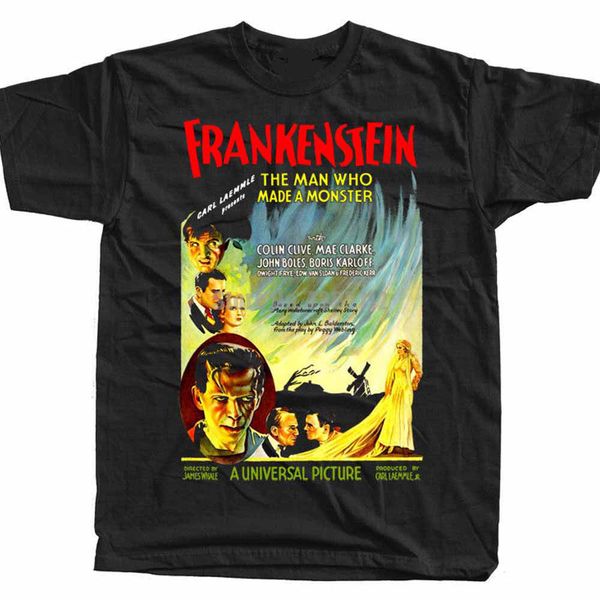 

frankenstein movie poster women's t shirt womens streetwear tshirt 3d print t shirts black of white tee shirt big size women