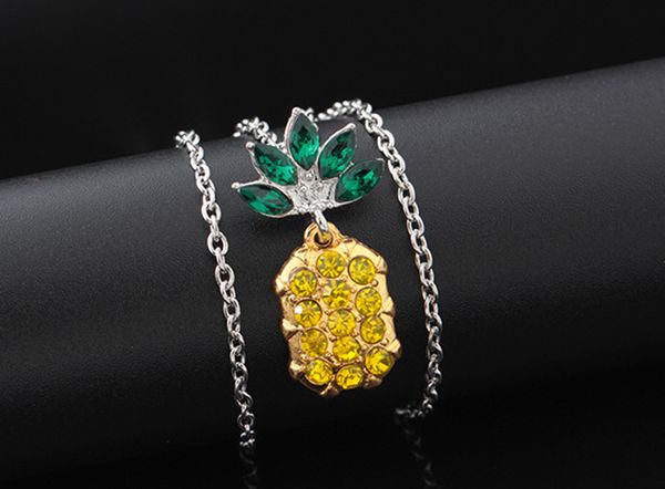 Ananas-Halsketten für Frauen, grüne Blätter, Damen-Mädchen-Schmuck, Geschenk, lange Kette, Obst-Anhänger-Halskette