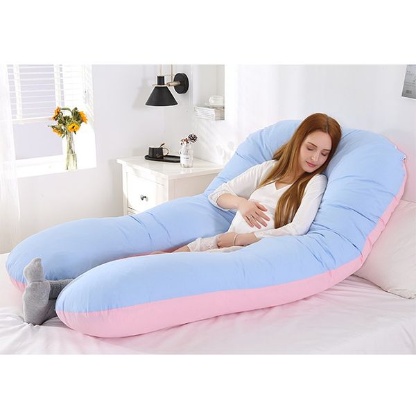 

pillow full body pillow, u-shaped maternity + blue pink jersey protective cover