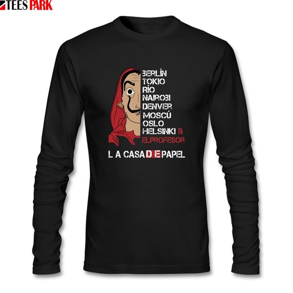

длинные рукава la casa de papel деньги heist tv дом из бумаги футболки майка мужская рубашка вскользь человек 100% хлопок одежда аннотация