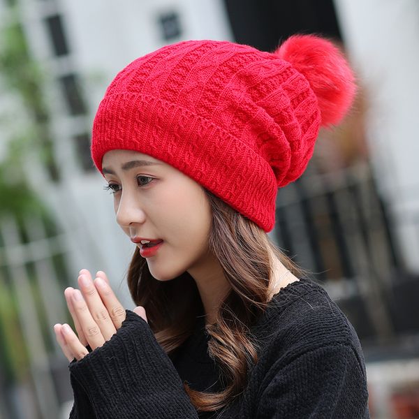 

new women skullies beanies autumn winter wool black gray white pink red bonnet korean fashion hat cap for women, Blue;gray