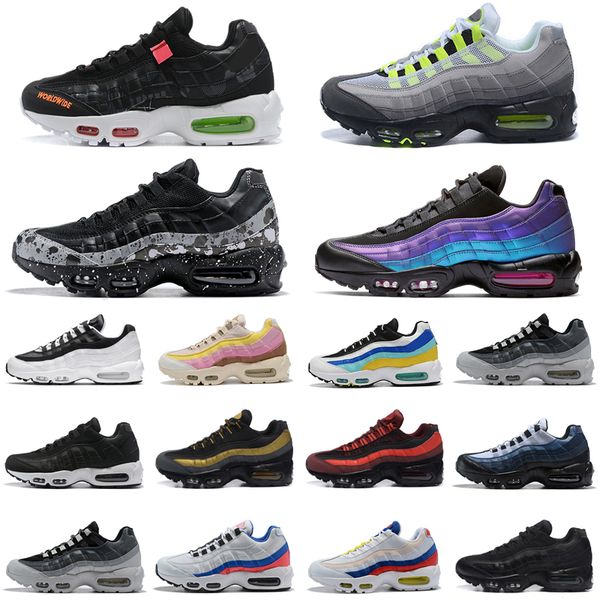 

95s 95 кроссовки мужчины женщина chaussures тройной инь янь белый черный неон teal туманность плескаться мужские женской тренеры моды спорти