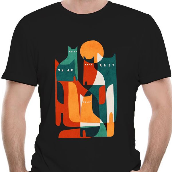 

мода абстрактный cat art t shirt men винтажная коротким рукавом хлопок tee crew neck абстракционизм graphic t-shirt streetwear 8843d