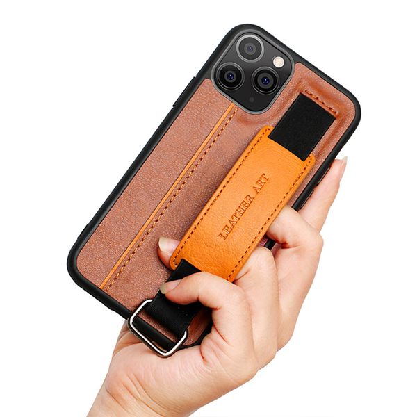 

Leather Phone Shell for iPhone 12 11/11Pro/11Pro Max SE XSMAX XR XS/X 7P/8P Fashion Phone Case Protective Back Cover with Wrist Band