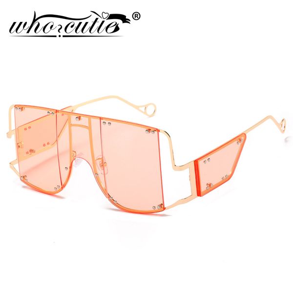 

fashion square sunglasses women oversized mirror men shades glasses metal rivet trendy female eyewear s116, White;black