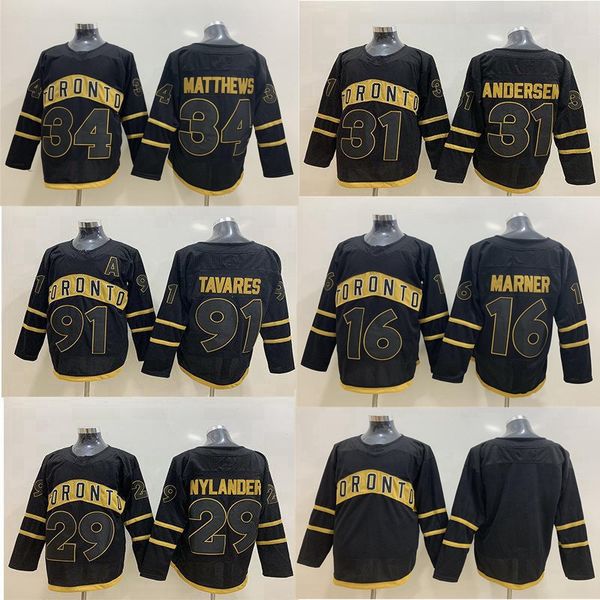 

toronto maple leafs hockey jersey 34 auston matthews 91 john tavares 16 mitchell marner frederik andersen 29 william neylander black shisted, Black;red