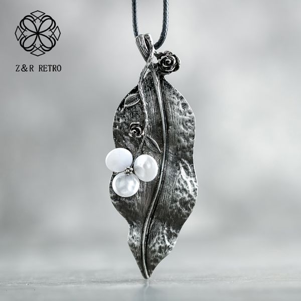 

vintage jewelry leaf necklace rope chain fashion pendants jewelry for women handmade female new accessories decoration wholesale, Silver