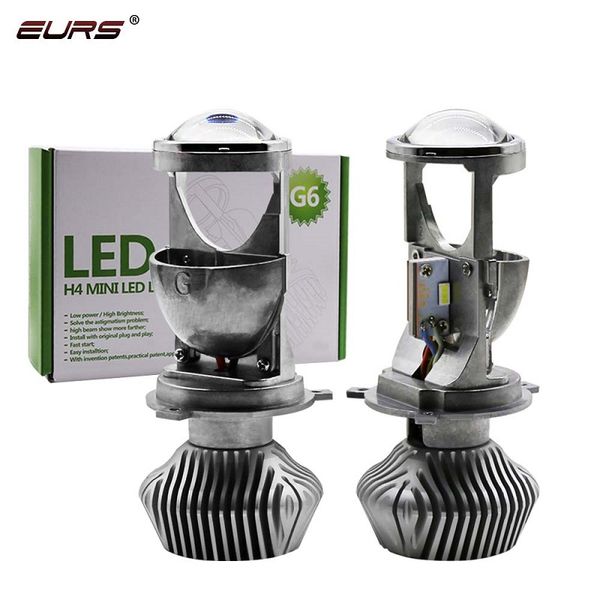 

eurs 2pcs h4 led hi-lo mini projector lens headlight for car clear beam pattern 8000lm g9 auto headlamp super bright led bulb g6