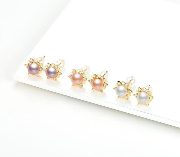 

lnngy 14k gold filled 6мм природных выращенной пресной воды pearl vintage серьга женщина свадьбы серьга fine11, Golden;silver