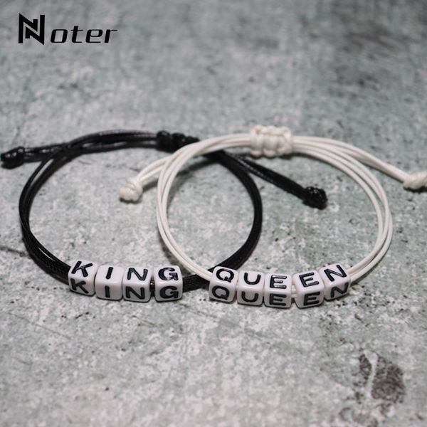

charm bracelets noter 2pcs/set couple bracelet king queen braided paired braslet for lovers 3 layers adjustable string matching brazalete jo, Golden;silver