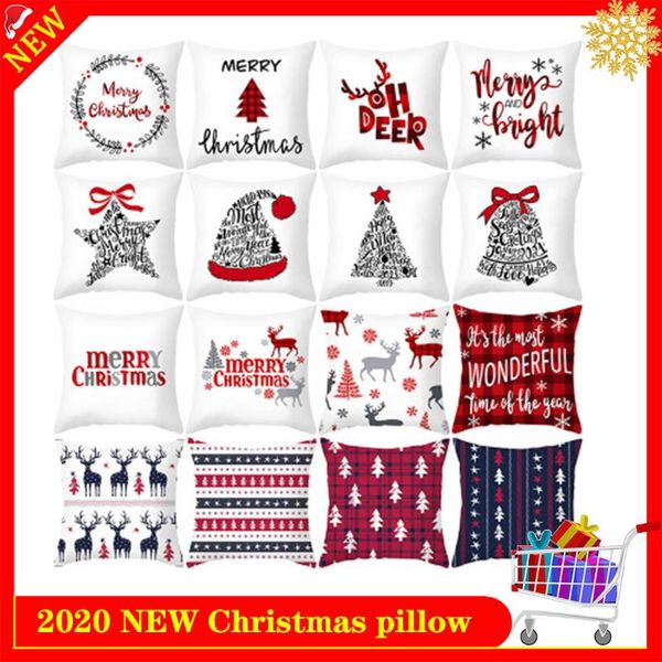 

2020 christmas cushion pillow cover 45*45cm pillowcase sofa home office pillow cases cotton linen covers car decoration