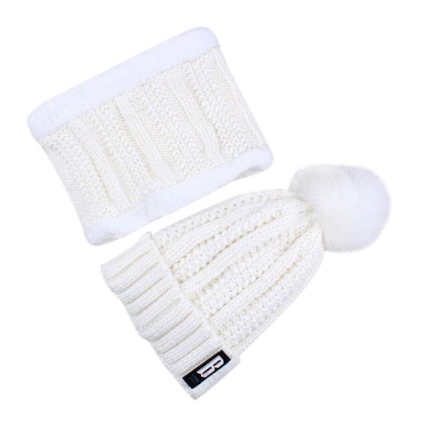 

2pcs womens hat and scarf sets women solid stitching outdoor plush ball hats crochet knit scarf beanie cap winter women's hat, Blue;gray