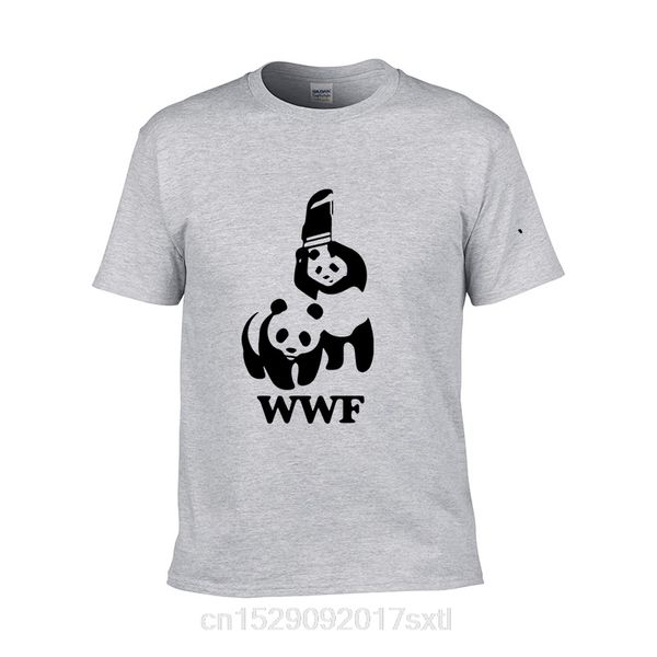 

logo wwf wrestling panda comedy pure cotton o-neck short sleeve cool camiseta t-shirt men's summer fashion funny casual t-shirt