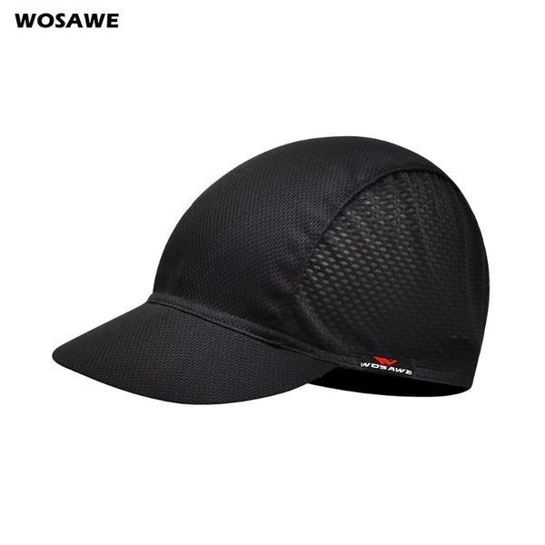

wosawe men women quick-dry polyester cycling hat bicycle mtb bike cap breathable multicolor fabrics uv protection riding hat, Black