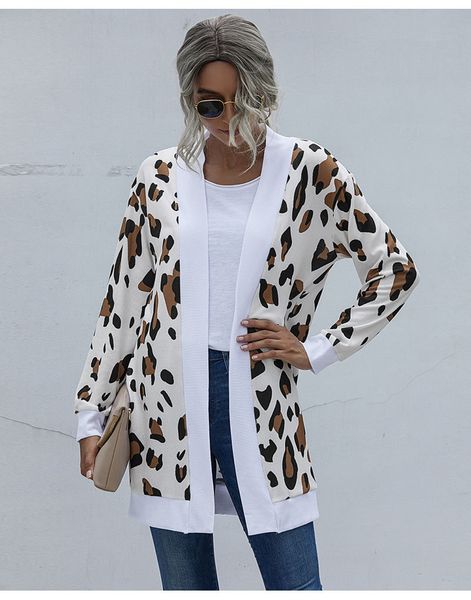 

women cotton blend trench coats leopard patchwork streetwear lapel neck outerwear designer knitted spring autumn coats, Tan;black