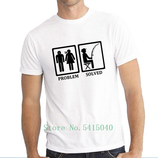 

weelsgao summer funny new fashion fish fisherman t shirt men problem solved comedy fathers dads t-shirt tee