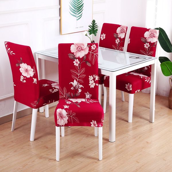 

chair covers pastoral print dining stretch spandex removable slipcover living room home party wedding decoration 1/2/4/6pc