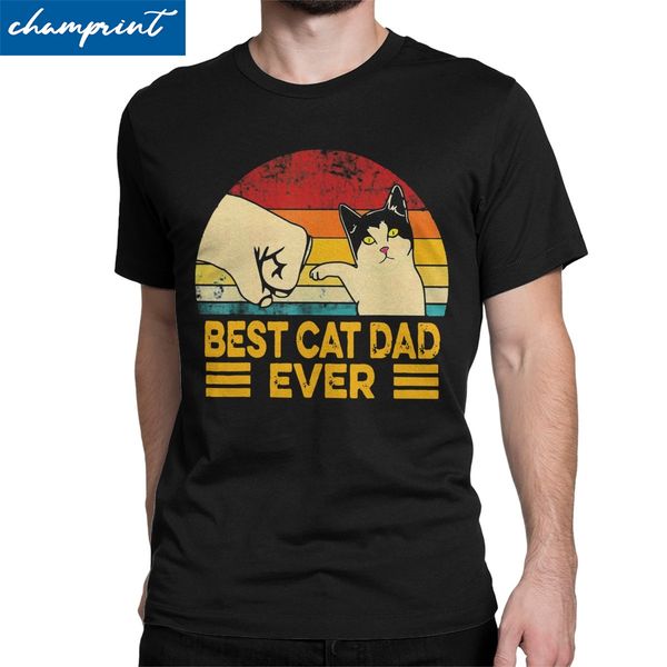 

vintage cat dad ever men's t shirts funny daddy father daddy gift humor tee shirt round neck t-shirts pure cotton big size