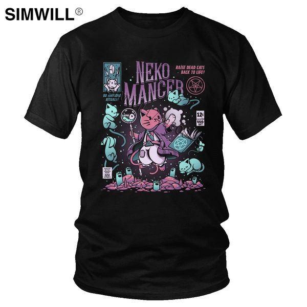 

japan harajuku nekomancer t shirt dead cats back to life t-shirt anime streetwear tee men short sleeve cotton tshirt kawaii