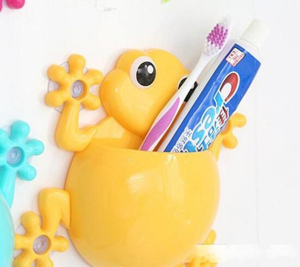 

fashion cartoon sucker gecko toothbrush wall suction bathroom sets toothbrush holder