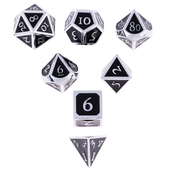 

7pcs multi-sided alloy dice family d4 d6 d8 d10 d12 d20 for table role playing