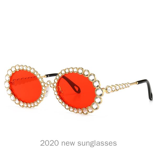 

2020 new fashion luxury round diamond sunglasses women crystal rhinestone frame eyewear brand designer sun glasses for female nx, White;black