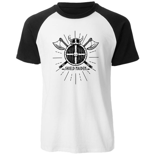 

men's short sleeve raglan t shirt tv show vikings shield maiden 2019 summer cotton fitness men t-shirt loose fit short sleeve t