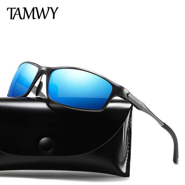 

tamwy classic polarized sunglasses men aluminum magnesium frame glasses coating black fishing driving eyewear t1911, White;black