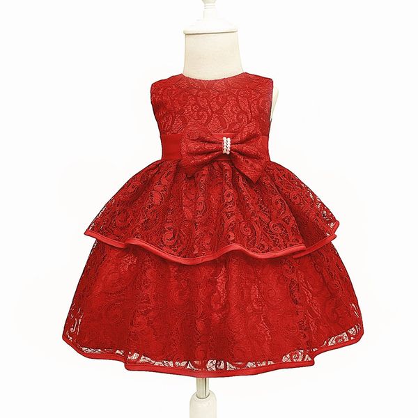 

baby girls birthday party dress newborn lace ball gown dress kids clothes fancy toddler bow beaded dresses for girl, White